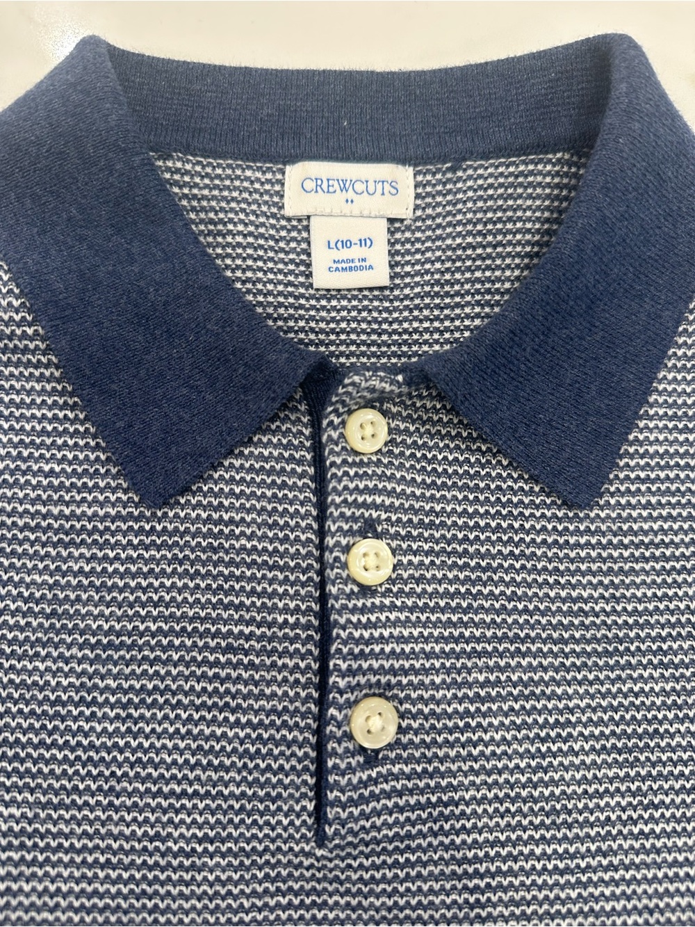 Crewcuts Boys Short Sleeve Knit Polo Shirt - Navy/Light Blue